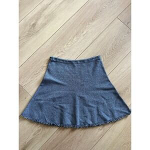 Theory Fringed Hem A-Line Mini Skirt Textured Blue Gray Modern Casual‎